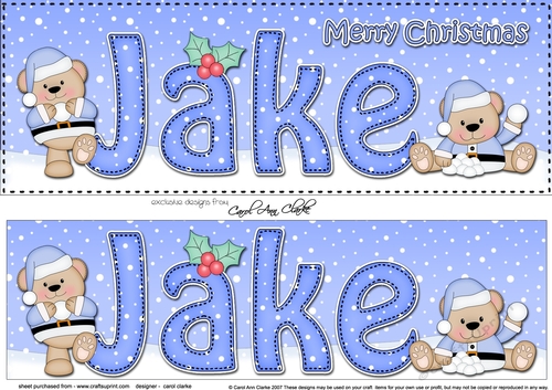 Large DL Merry Christmas JAKE 3D decoupage 