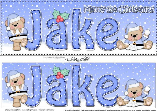 Large DL Merry 1st Christmas JAKE 3D decoupage 