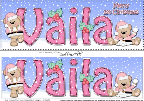 Large DL Merry  1st Christmas VAILA 3D decoupage 