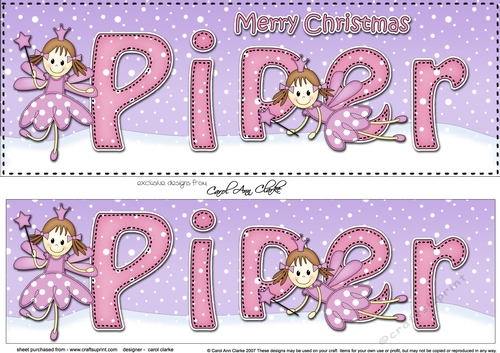 Large DL Merry Christmas PIPER 3D decoupage 