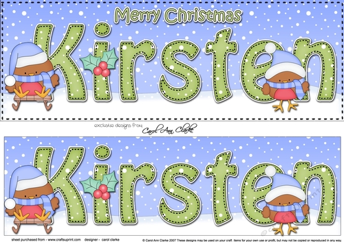 Large DL Merry Christmas KIRSTEN 3D decoupage 