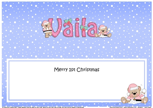 Large DL Merry 1st Christmas VAILA insert