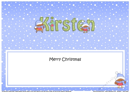 Large DL Merry Christmas KIRSTEN insert