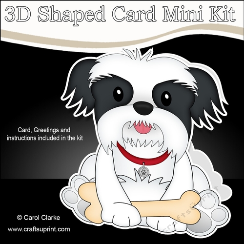 3D Shaped Card  Kit - Little Shih Tzu Dog Duke