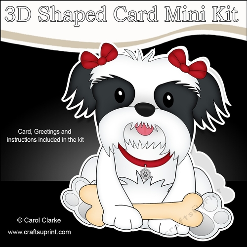 3D Shaped Card  Kit - Little Shih Tzu Dog Daisy