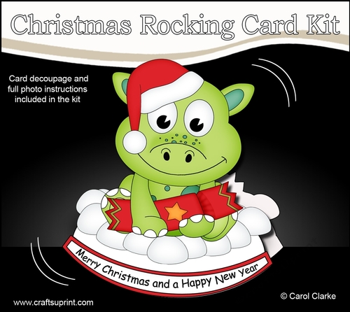 3D Shaped Rocking Christmas Card Mini Kit - Cute Little Denis Dino