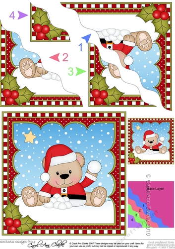 Christmas Wavey Corner Stacker - Livvy Bear is throwing Snowballs