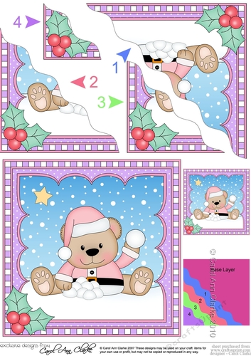 Christmas Wavey Corner Stacker - Livvy Bear is throwing Snowballs