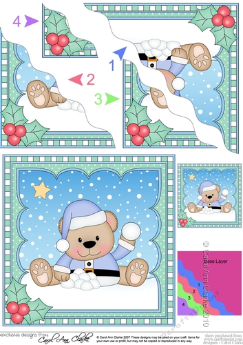 Christmas Wavey Corner Stacker - Livvy Bear is throwing Snowballs