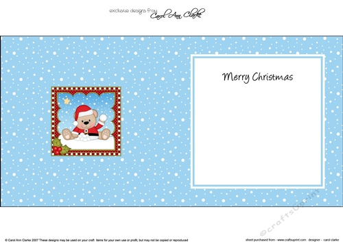 Christmas square landscape insert - Livvy Bear is throwing Snowballs