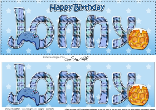 Large DL Happy Birthday JONNY 3D decoupage