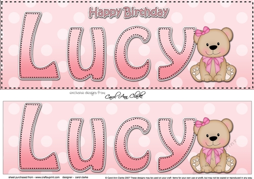 Large DL Happy Birthday LUCY 3D decoupage