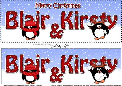 Large DL Merry Christmas BLAIR & KIRSTY 3D decoupage 
