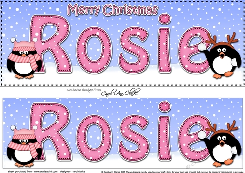 Large DL Merry Christmas ROSIE 3D decoupage 