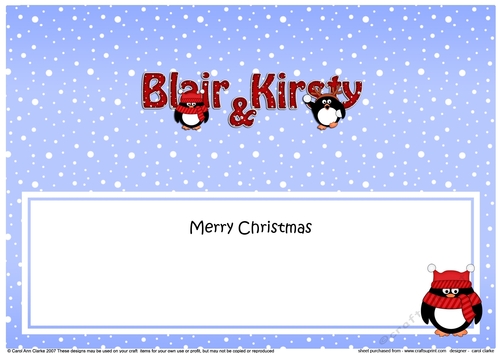 Large DL Merry Christmas BLAIR & KIRSTY insert
