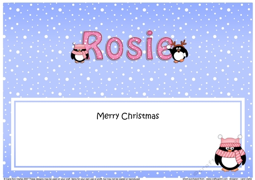 Large DL Merry Christmas ROSIE insert