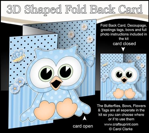 3D Shaped No-Hole Fold Back Mini Kit - Cute Little Oscar Owl