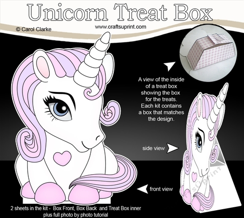 3D Cute Treat Box Gift Set Mini Kit - Cute Little Unicorn Blueberry