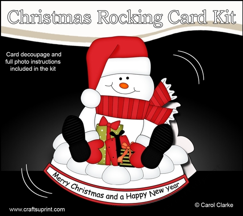 3D Shaped Rocking Christmas Card Mini Kit - Snowman Oli has Xmas Presents
