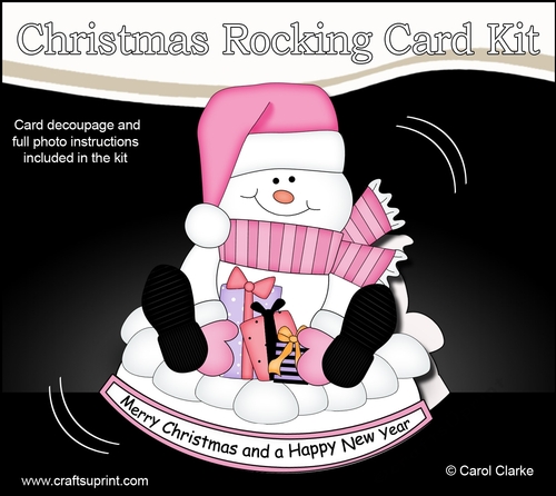 3D Shaped Rocking Christmas Card Mini Kit - Snowman Oli has Xmas Presents