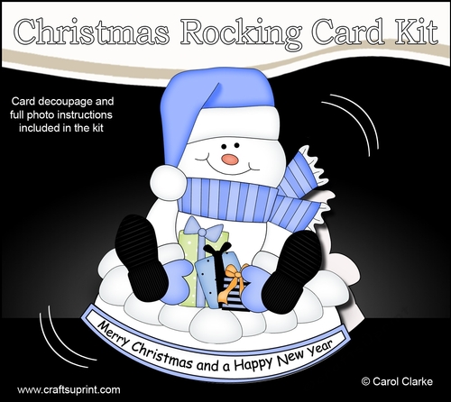3D Shaped Rocking Christmas Card Mini Kit - Snowman Oli has Xmas Presents