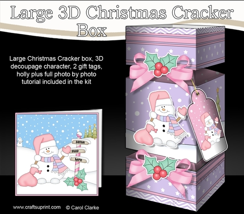 3D Large Christmas Cracker Box -  Snowman Oli has a Sack of Presents