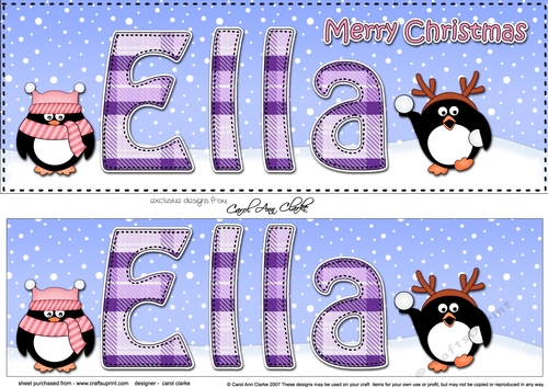 Large DL Merry Christmas ELLA 3D decoupage 