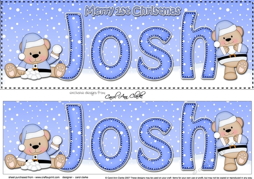 Large DL Merry 1st Christmas JOSH 3D decoupage 