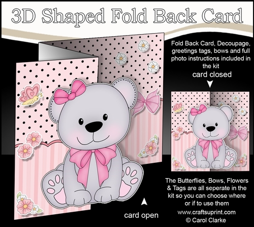 3D Shaped No-Hole Fold Back Mini Kit -  Cute Little Bessy Bear