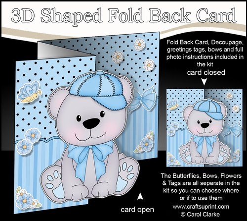 3D Shaped No-Hole Fold Back Mini Kit -  Cute Little Banjo Bear