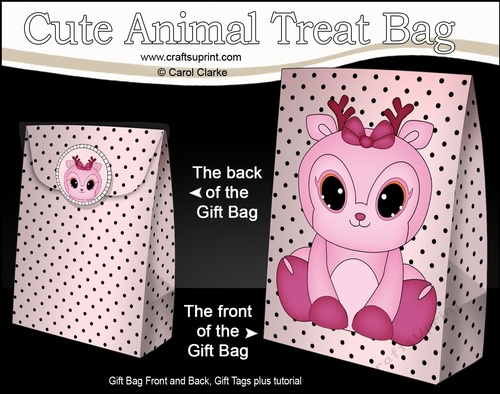 3D Gift Bag Mini Kit -  Cute Little Reindeer Sprinkles