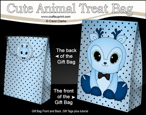 3D Gift Bag Mini Kit -  Cute Little Reindeer Snuggles