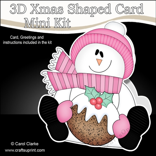 3D Shaped Christmas Card Kit - Snowman Rio has an Xmas Pudding