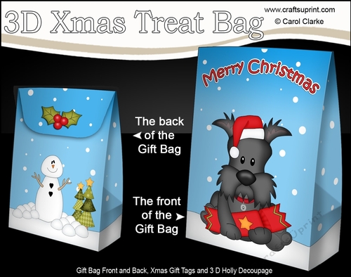 3D Christmas Gift Bag Mini Kit - Little Scottie Dog