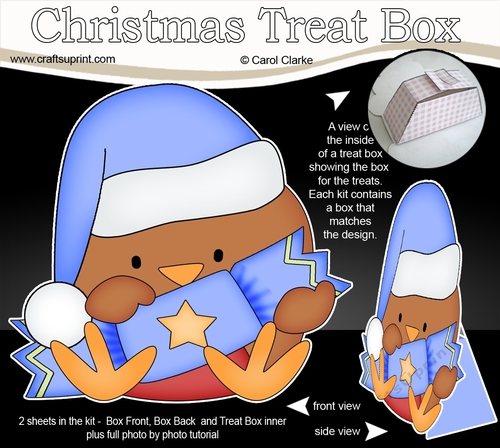 3D Christmas Treat Box Gift Set Mini Kit - Bobbin Robin has an Xmas Cracker