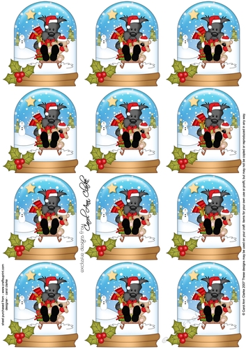 Little Scottie Dog Snow Globe Gift Tags
