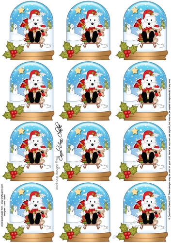 Little Westie Dog Snow Globe Gift Tags