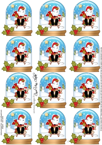 Little English Bull Terrier Dog Snow Globe Gift Tags