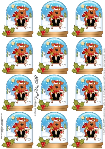 Little Rusty Dog Snow Globe Gift Tags