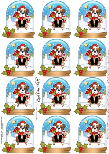Little Boxer Dog Snow Globe Gift Tags