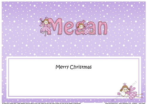Large DL Merry Christmas MEGAN insert