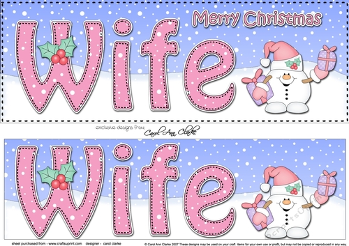 Large DL Merry Christmas WIFE 3D decoupage 