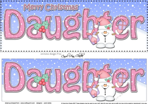 Large DL Merry Christmas DAUGHTER 3D decoupage 