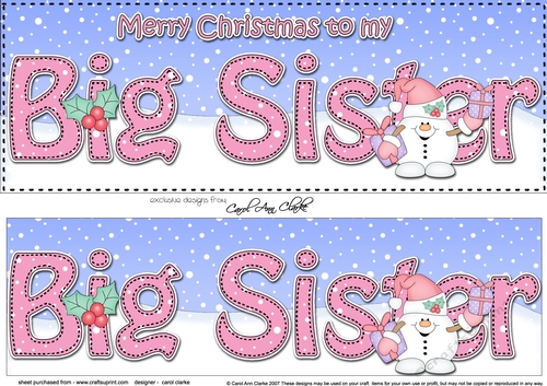 Large DL Merry Christmas to my BIG SISTER 3D decoupage 
