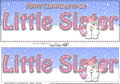 Large DL Merry Christmas to my LITTLE SISTER 3D decoupage 