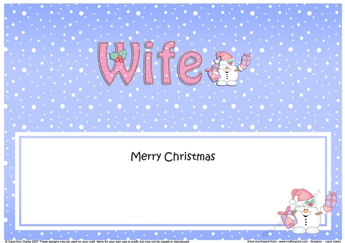 Large DL Merry Christmas WIFE insert