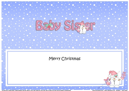 Large DL Merry Christmas BABY SISTER insert