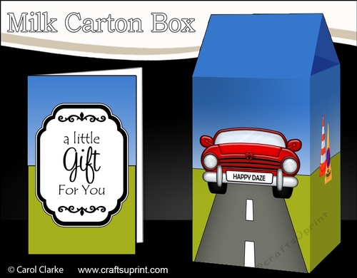 3D Milk Carton Treat Box - Red Sports Car