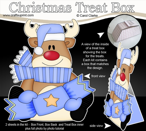 3D Christmas Treat Box Gift Set Mini Kit - Rudolph has an Xmas Cracker