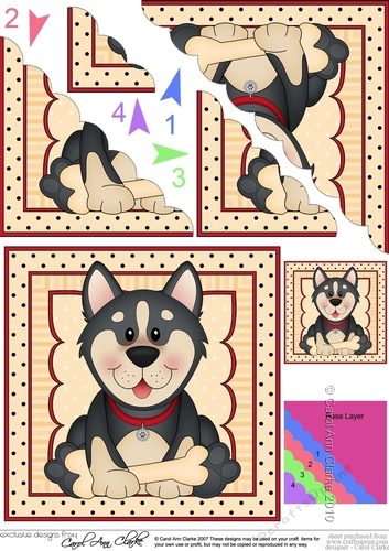 Cute Little Husky Dog Scalloped Corner Stacker